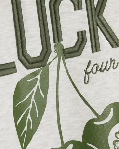 Grey Cotton Blend Lucky Clover Sweatshirt