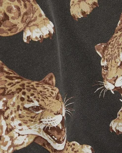 Grey Cotton Leopard Print T-Shirt