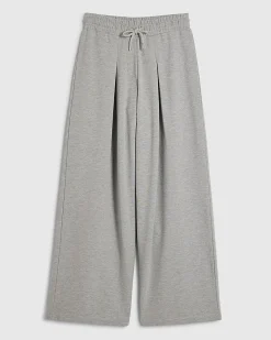 Grey Drawstring Wide Leg Trousers