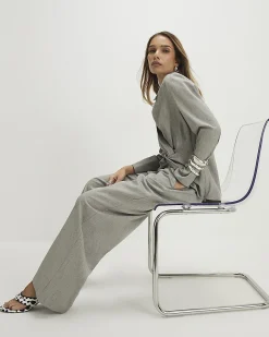 Grey Elasticated Wide Leg Trousers