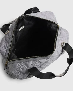 Grey Heart Quilted Holdall Bag