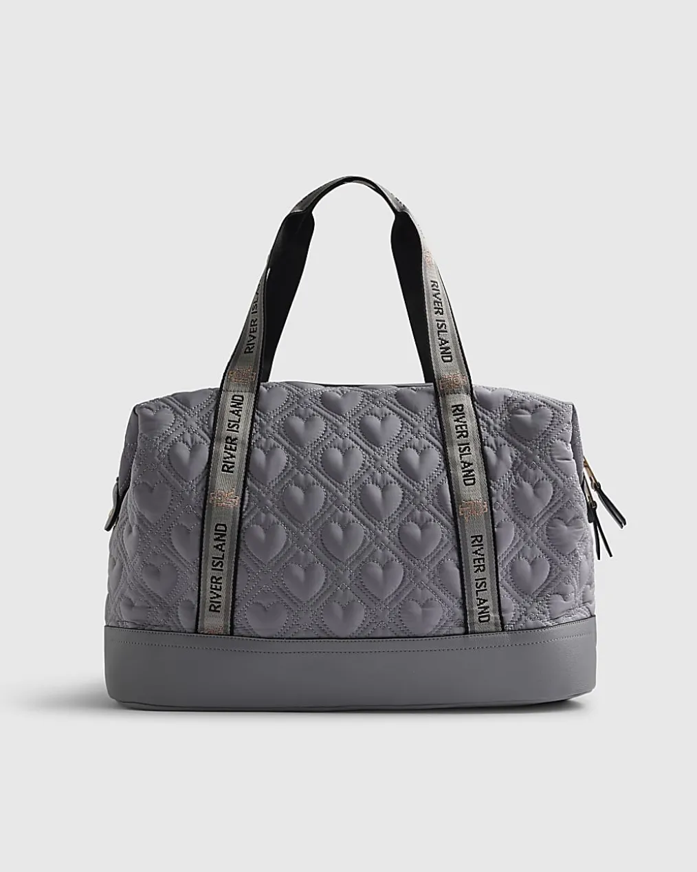 Grey Heart Quilted Holdall Bag