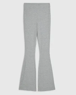 Grey High Waisted Ribbed Flare Leggings