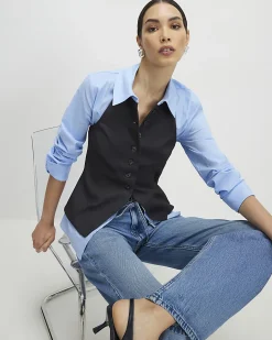 Grey Hybrid Waistcoat Detail Shirt