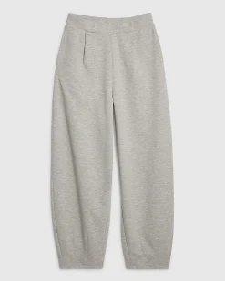 Grey Interlock Barrel Leg Trousers