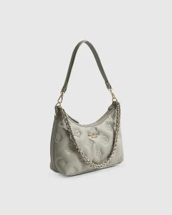 Grey Monogram Quilted Scoop Shoulder Bag