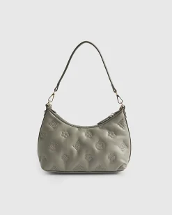 Grey Monogram Quilted Scoop Shoulder Bag