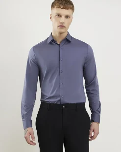 Grey Muscle Fit Comfort Stretch Shirt