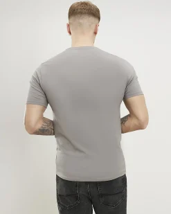 Grey Muscle Fit Cotton Stretch T-shirt