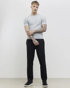 Grey Muscle Fit Zig Zag Textured T-Shirt