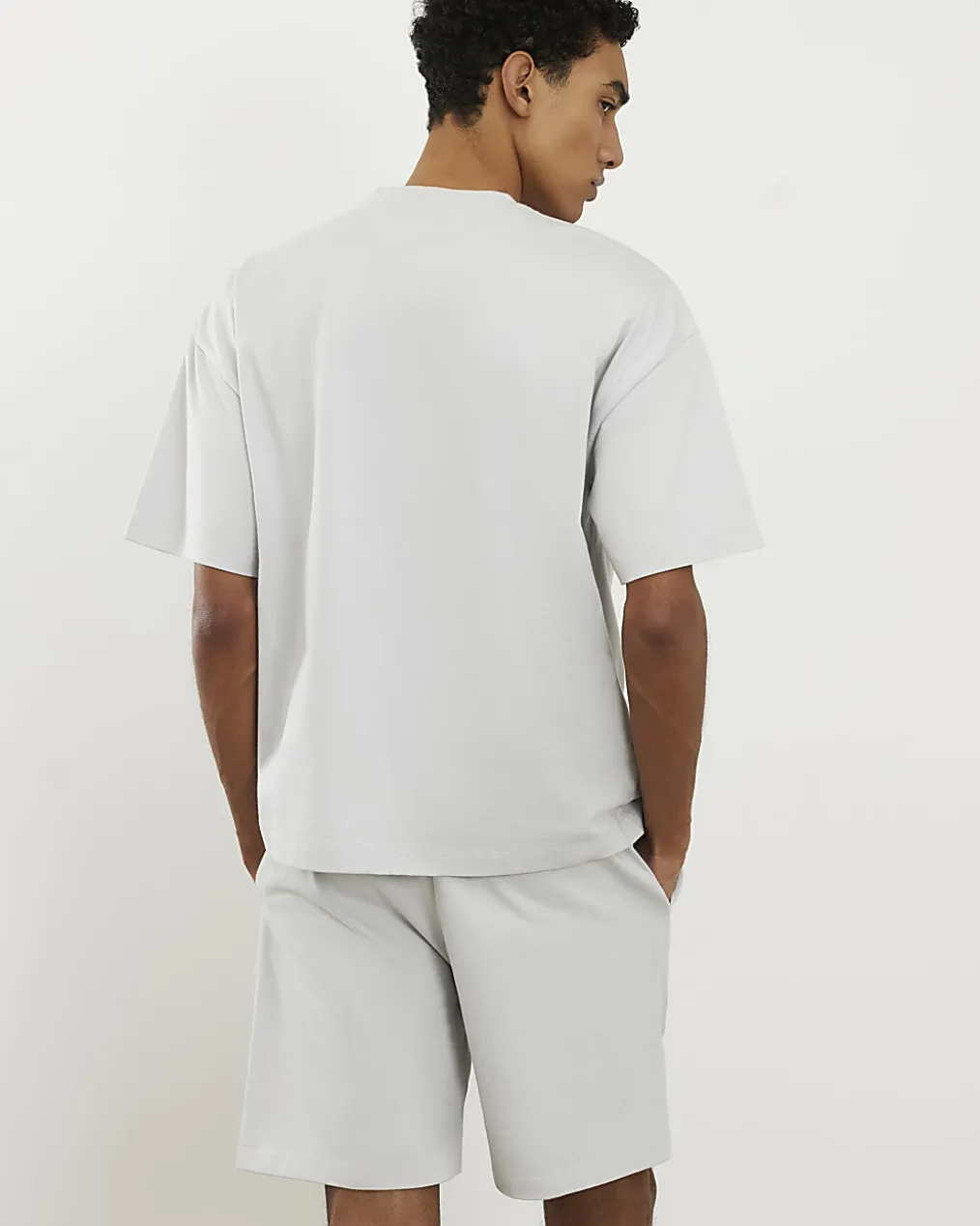 Grey Oversized Cotton T-Shirt And Shorts Set