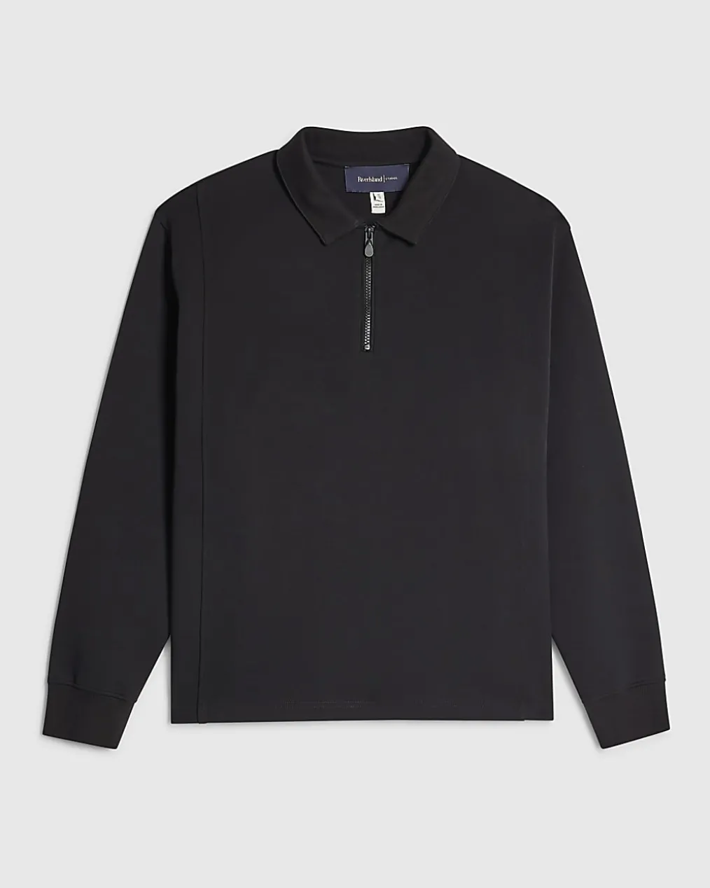Grey Oversized Fit Long Sleeve Polo Shirt
