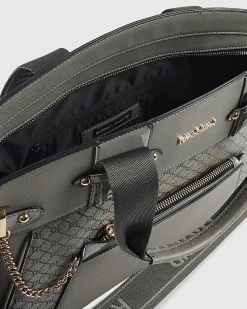 Grey Panelled RI Handle Tote Bag