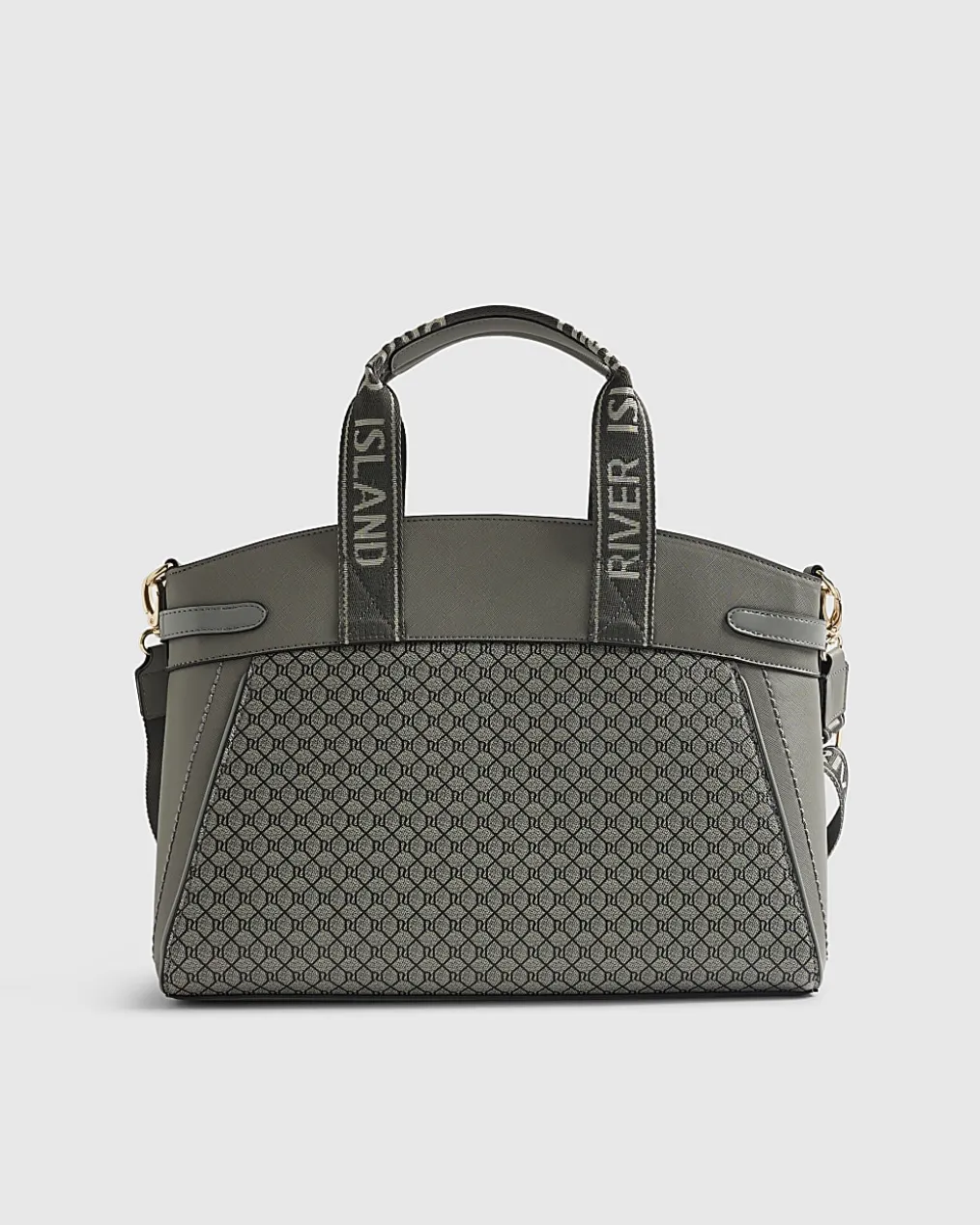 Grey Panelled RI Handle Tote Bag