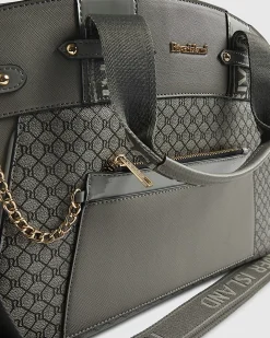 Grey Panelled RI Handle Tote Bag