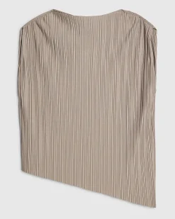 Grey Plisse Sleeveless Asymmetric Hem Top