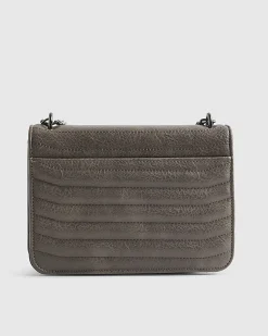 Grey Quilted Chain Shoulder Bag