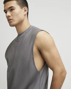 Grey Regular Fit Essential Tank Top