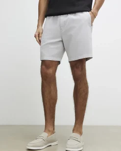 Grey Regular Fit Linen Blend Shorts