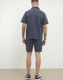 Grey Regular Fit Nylon Pocket Cargo Shorts