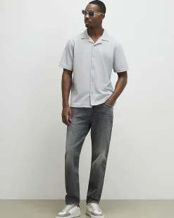 Grey Regular Fit Revere Short Sleeve Shirt