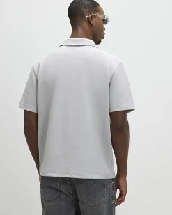 Grey Regular Fit Revere Short Sleeve Shirt