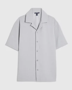 Grey Regular Fit Textured Shirt