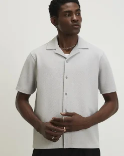 Grey Regular Fit Textured Shirt