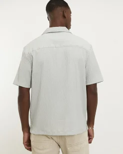 Grey Regular Fit Textured Short Sleeve Shirt
