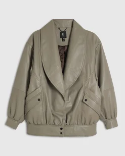 Grey RI Studio Leather Bomber Jacket