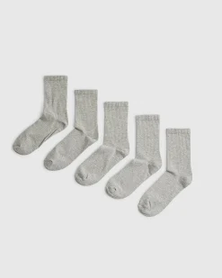 Grey Ribbed Tube Socks Pack Of 5 Socks
