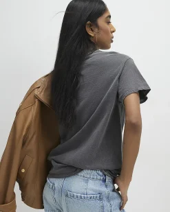 Grey Short Sleeve Washed Leopard T-shirt