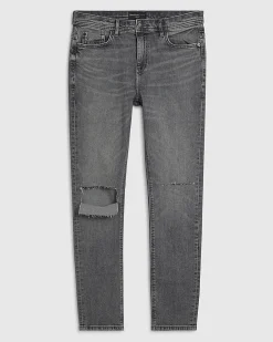 Grey Skinny Fit Ripped Stretch Jeans