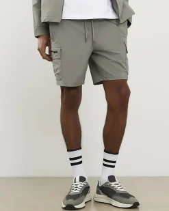 Grey Skinny Fit Stretch Cargo Shorts