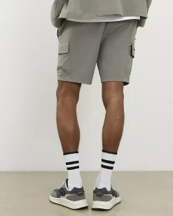 Grey Skinny Fit Stretch Cargo Shorts