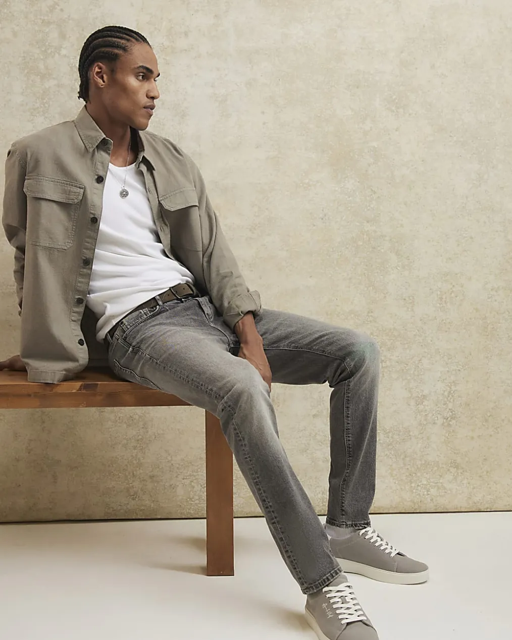 Grey Skinny Fit Stretch Jeans