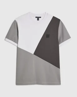 Grey Slim Fit Blocked Crew Neck T-shirt