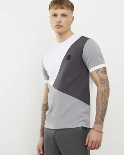 Grey Slim Fit Blocked Crew Neck T-shirt