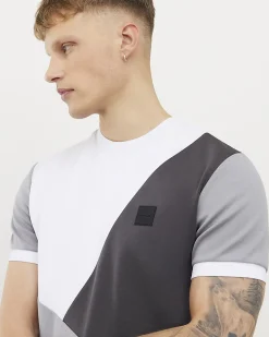 Grey Slim Fit Blocked Crew Neck T-shirt