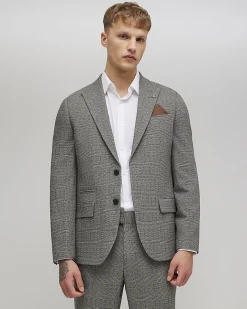 Grey Slim Fit Check Suit Jacket