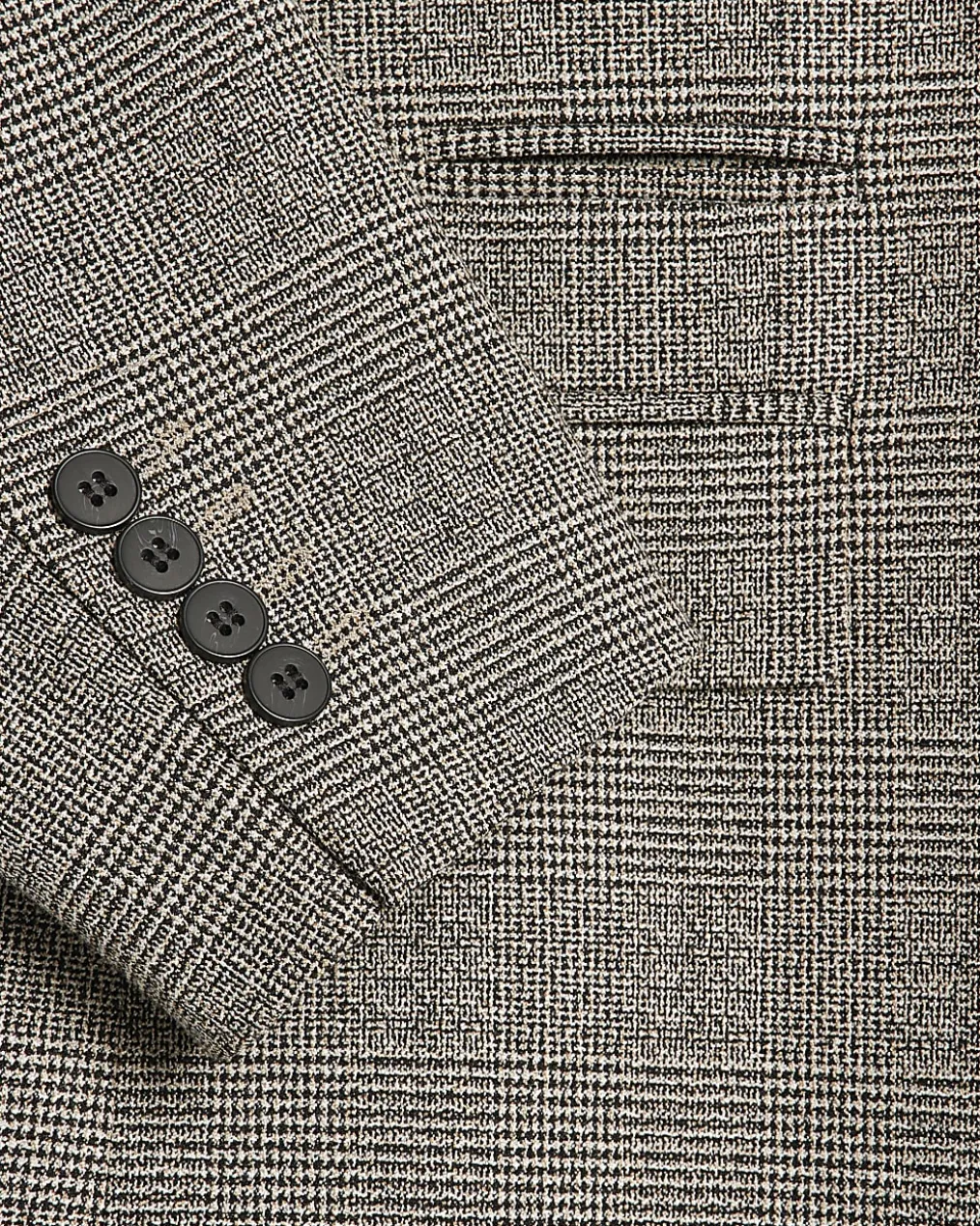 Grey Slim Fit Check Suit Jacket