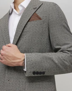 Grey Slim Fit Check Suit Jacket