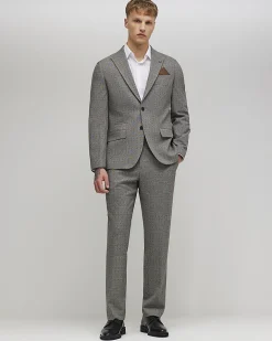 Grey Slim Fit Check Suit Jacket
