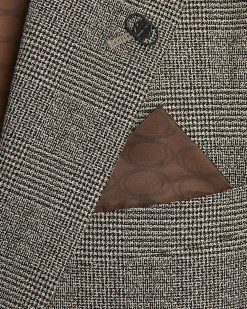 Grey Slim Fit Check Suit Jacket