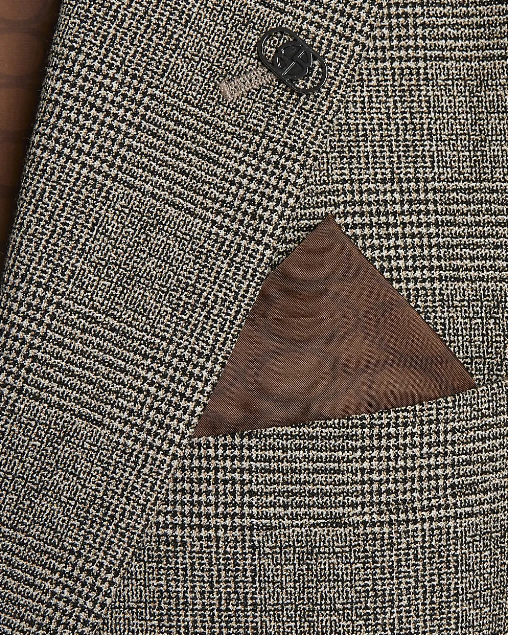 Grey Slim Fit Check Suit Jacket