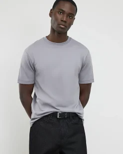 Grey Slim Fit Interlock Cotton T-Shirt