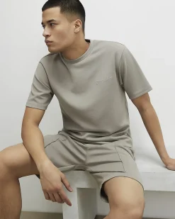 Grey Slim Fit Interlock Crew Neck T-shirt