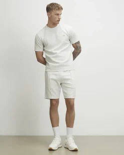 Grey Slim Fit Jacquard Textured Shorts