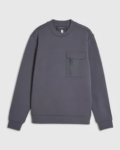 Grey Slim Fit Nylon Pocket Sweatshirt