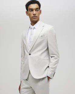 Grey Slim Fit Puppytooth Suit Jacket